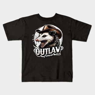 Possum Western Funny, Outlaw Forever Quote, Opossum Lover Kids T-Shirt